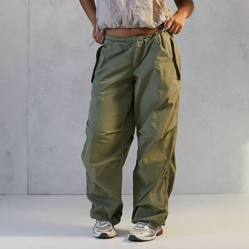 iets frans Pants baggy tech womens Green (medium) streetwear y2k casual comfy